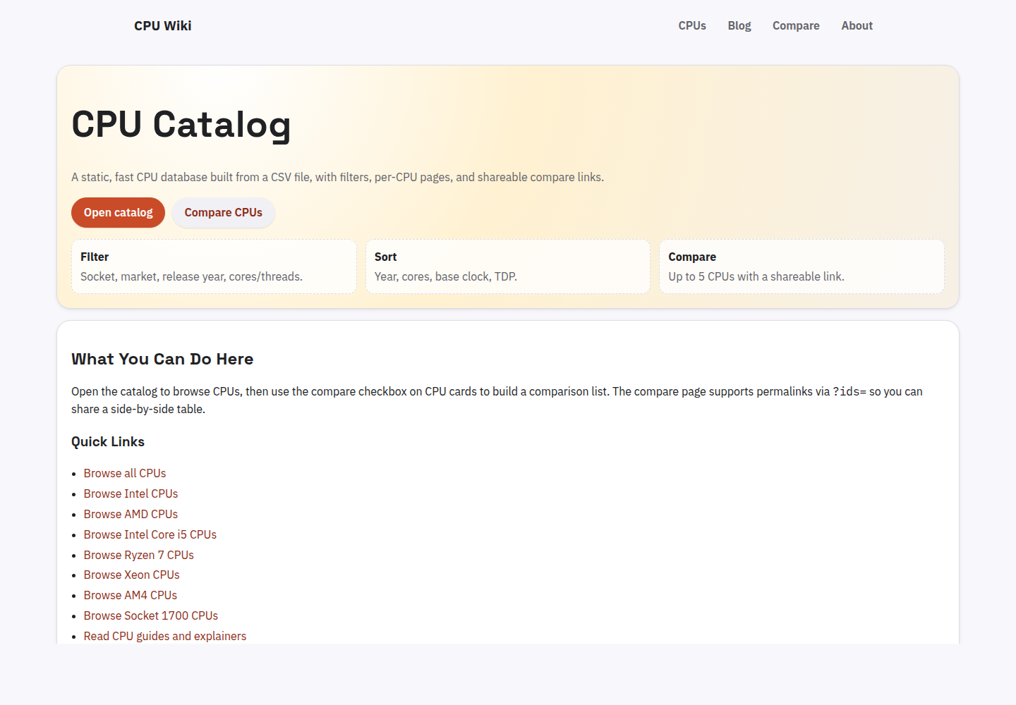CPU Wiki homepage screenshot